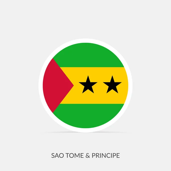 Icône Drapeau Rond Sao Tomé Principe Avec Ombre — Image vectorielle