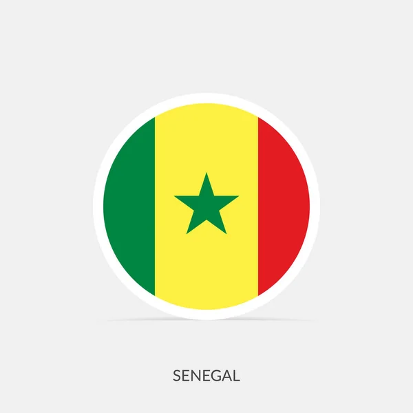 Icône Drapeau Rond Sénégal Avec Ombre — Image vectorielle