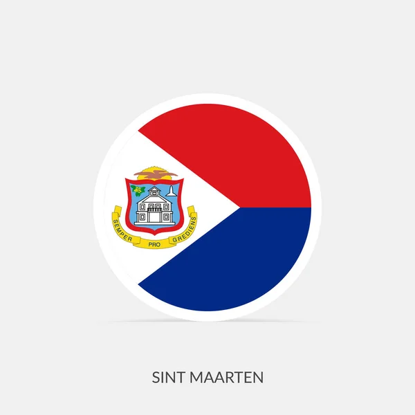 Sint Maarten Icono Bandera Redonda Con Sombra — Vector de stock