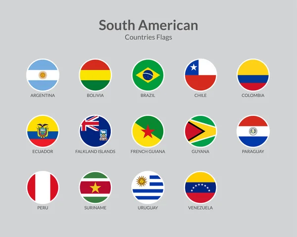 Güney Amerika Ülkeleri Bayrak Simgeleri Koleksiyonu — Stok Vektör