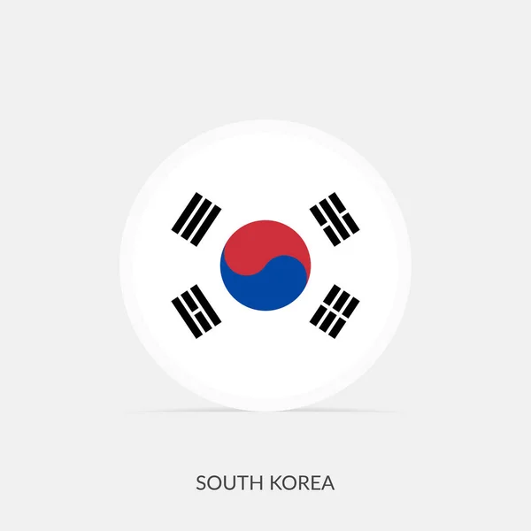 韩国圆旗图标与阴影 — 图库矢量图片
