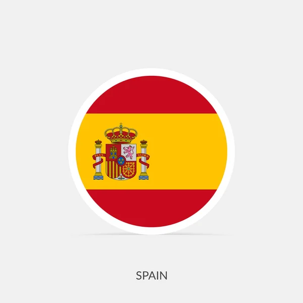 Spanje Ronde Vlag Pictogram Met Schaduw — Stockvector