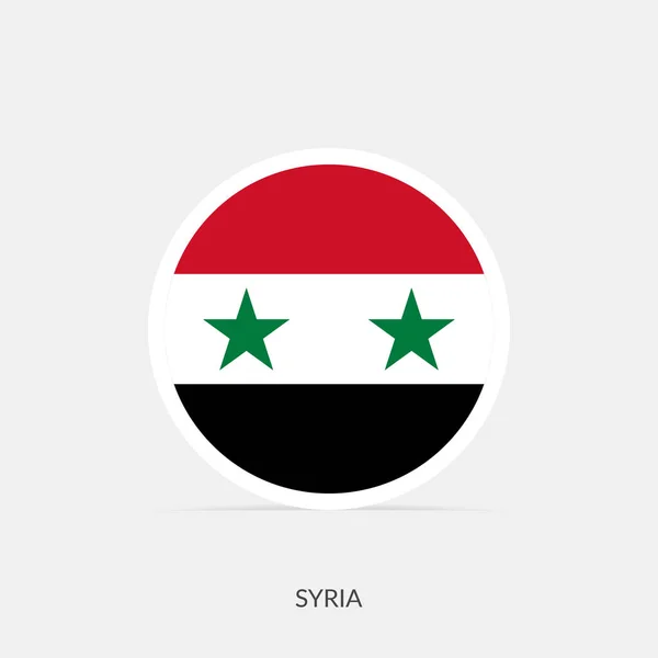 Síria Ícone Bandeira Redonda Com Sombra — Vetor de Stock