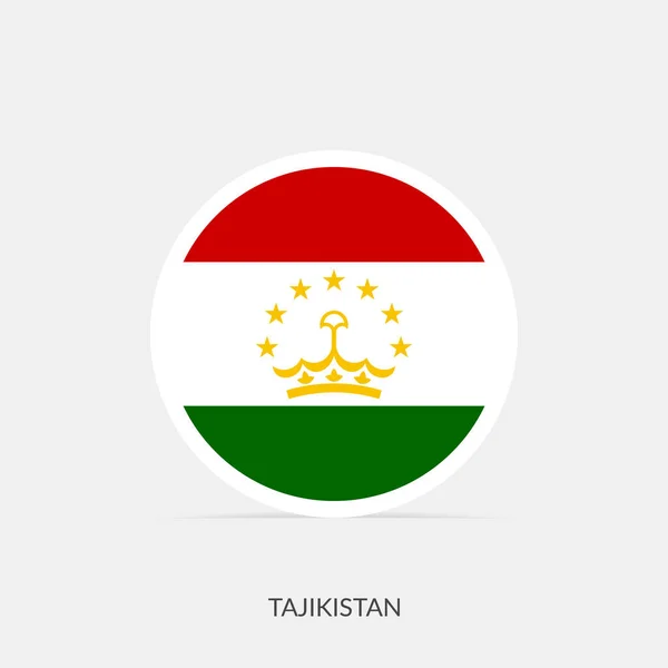 Tádzsikisztán Kerek Zászló Ikon Árnyékkal — Stock Vector