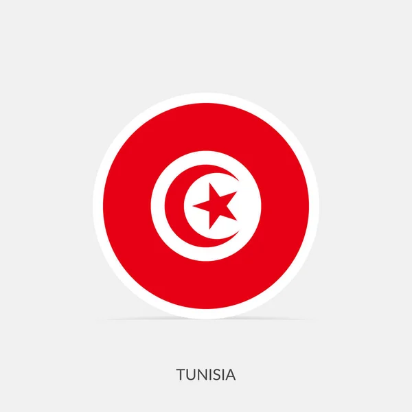 Túnez Icono Bandera Redonda Con Sombra — Vector de stock