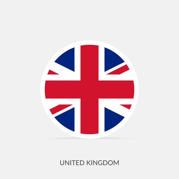Egyesült Királyság Kerek Zászló Ikon Árnyékkal — Stock Vector