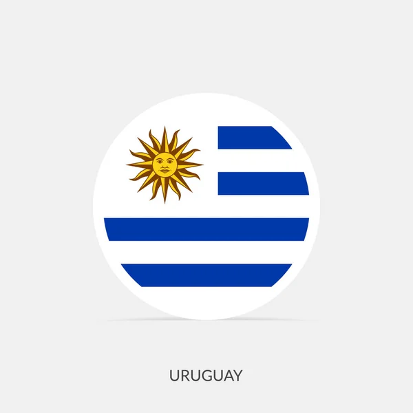 Uruguay Kerek Zászló Ikon Árnyék — Stock Vector