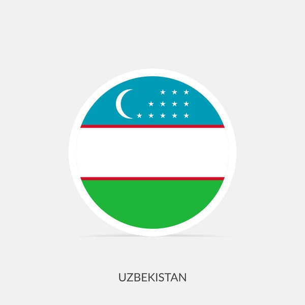 Oezbekistan Ronde Vlag Pictogram Met Schaduw — Stockvector