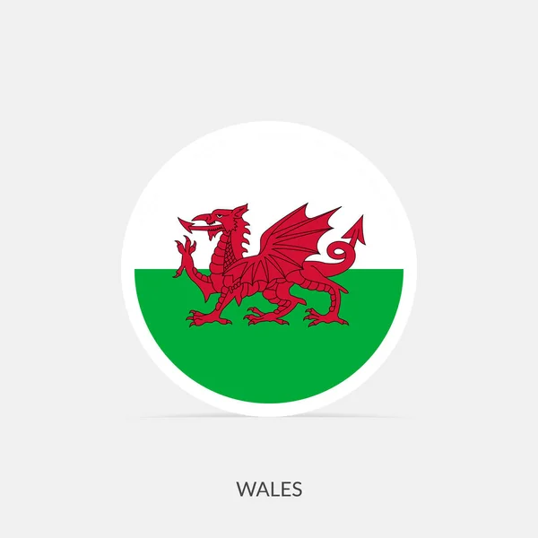Wales Runde Flagge Mit Schatten — Stockvektor