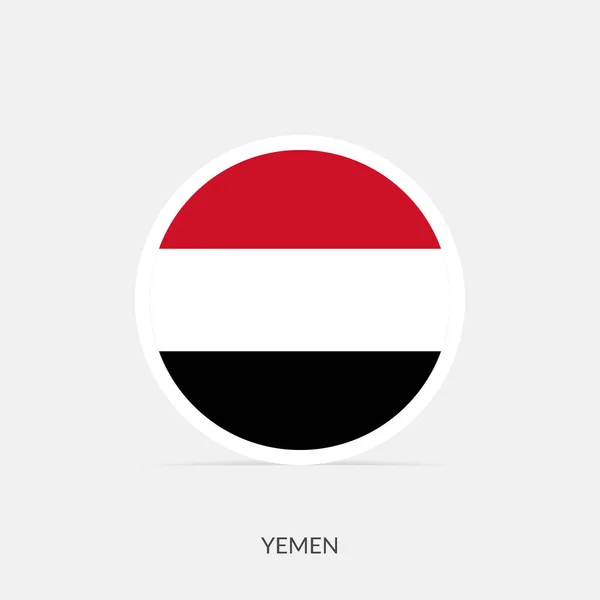 Íêmen Ícone Bandeira Redonda Com Sombra — Vetor de Stock