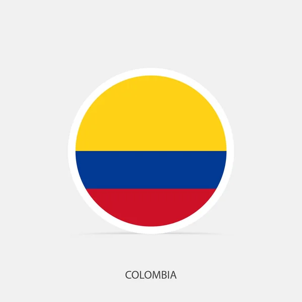 Colombia Rund Flagga Ikon Med Skugga — Stock vektor