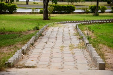 Lahor 'dan İslamabad' a giden otobanda dinlenme alanından parka giden bir patika var..