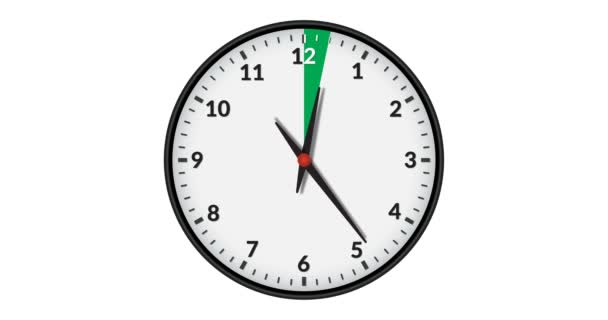 Animowany Zegar Ścienny Pokazuje Zielony Przedział Czasowy Godziny — Wideo stockowe