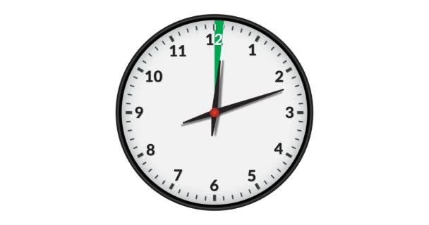 动画壁钟显示绿色时间间隔1小时 — 图库视频影像