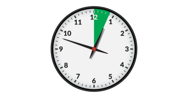 Animowany Zegar Ścienny Pokazuje Zielony Przedział Czasowy Godziny — Wideo stockowe