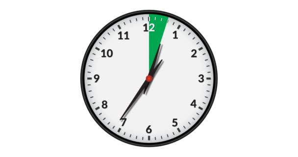 Reloj Pared Animado Que Muestra Intervalo Tiempo Verde Horas — Vídeo de stock