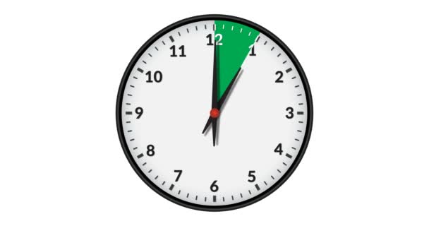 Relógio Parede Animado Mostrando Intervalo Tempo Verde Horas — Vídeo de Stock