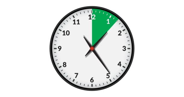 Relógio Parede Animado Mostrando Intervalo Tempo Verde Horas — Vídeo de Stock