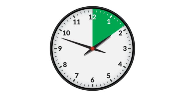 緑の時間間隔を示すアニメーションウォールクロック 9時間 — ストック動画
