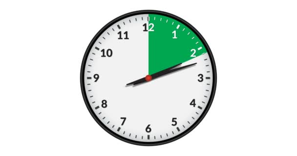 Animated Wall Clock Toont Een Green Time Interval Hour — Stockvideo