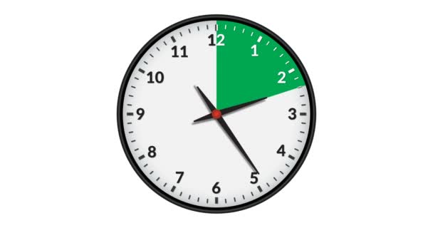 动画壁钟显示绿色时间间隔 12小时 — 图库视频影像