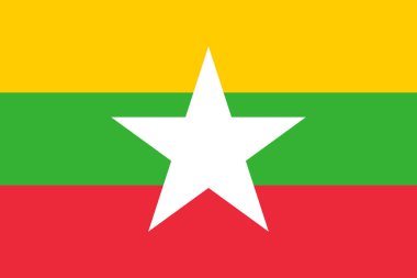 Myanmar Bayrağı - Vektör illüstrasyonu.