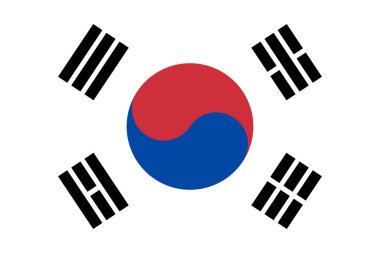 Güney Kore bayrağı - vektör illüstrasyonu.