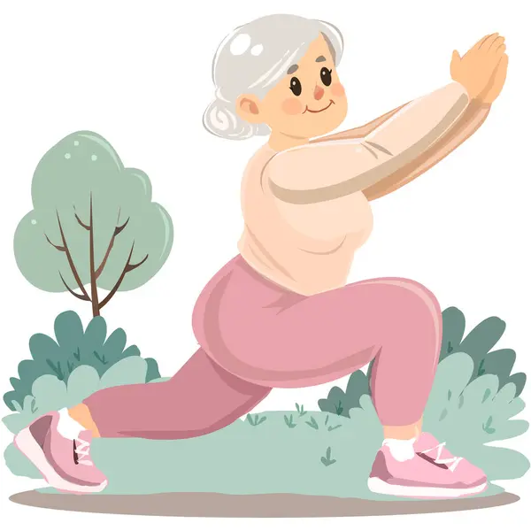 Actief Senior Fitness Inspirerende Health Vector Eps File Illustration — Stockvector