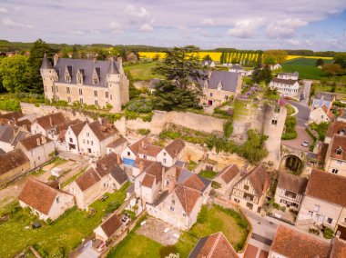 Ortaçağ kalesi. 11. yüzyılda Fulco Nerra, Anjou Kontu, ve Kont Branicki, Montresor kalesi, Indre ve Loire departmanı, Fransa, Batı Avrupa