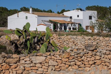 typical house with dry stone wall, Sant Ferran de les Roques, Formentera, Pitiusas Islands, Balearic Community, Spain