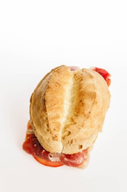 jamon sandwich with white background,Mallorca, Spain
