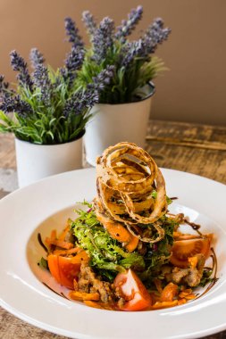 fish salad from the land, restaurant S'Escrivania, Porreres, Mallorca, balearic islands, spain, europe