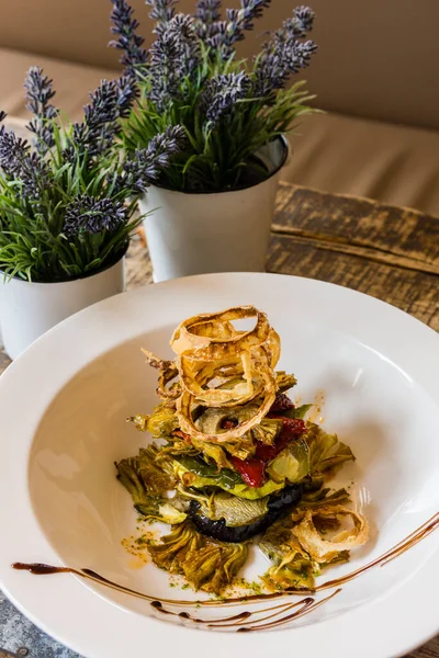 stock image fish salad from the land, restaurant S'Escrivania, Porreres, Mallorca, balearic islands, spain, europe