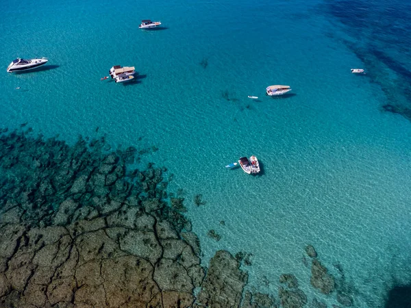 Barcos Recreo Fondeados Área Natural Protegida Capdepera Mallorca Islas Baleares — Foto de Stock