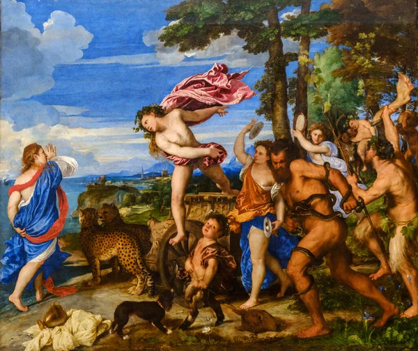 Bacchus Ariadne Titian Tiziano Ulei Pânză Galeria Națională Londra Anglia — Fotografie, imagine de stoc