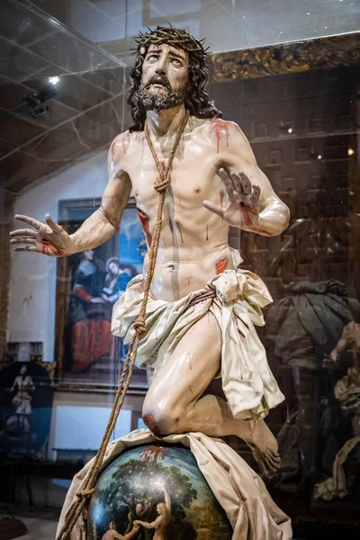 Cristo Del Perdon Polychrome Wood Carving Luis Salvador Carmona 18世纪 — 图库照片