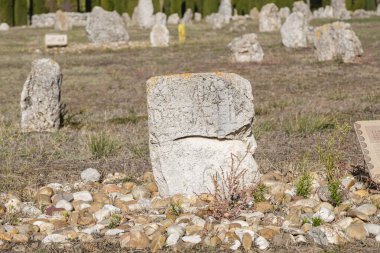 Vacceos cenaze taşı, Las Ruedas 'ın mezarlığı, antik Vaccea şehri Pintia, Padilla de Duero, Valladolid, İspanya