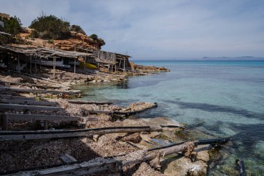 Geleneksel kuru havuz, Cala Saona, Formentera, Pitiusas Adaları, Balear Community, İspanya