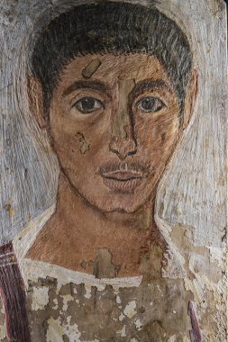MÖ 220-250 yılları arasında genç bir adamın El Fayum portresi, Gregorian Müzesi Musei Vaticani, Vatikan Devleti, Roma, Lazio, İtalya