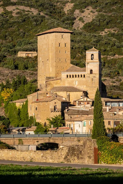 Church San Martin Castle Sancho Mayor Biel Cinco Villas Aragon — Stock Photo, Image