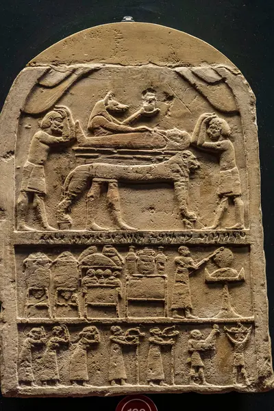 Funerary Stela Ankh Hapy Aramaic Inscription Limestone Memphis Dynasty Gregorian — Stock Photo, Image