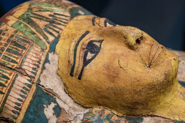 Antropomorfe Mummie Doodskist Detail Schilderij Gregoriaans Egyptisch Museum Musei Vaticani — Stockfoto