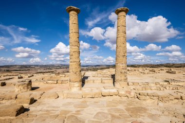 Los Banales arkeolojik alanı, antik Roma şehri, Sadaba, Cinco Villas, Aragon, İspanya