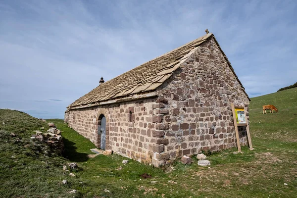 stock image hermitage of Sierra de Santo Domingo protected landscape, Biel, Cinco Villas, Aragon, Spain