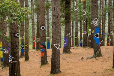 Bosque de Oma, 1984, Agustin Ibarrola, Kortezubi, Vizcaya, Euzkadi, İspanya