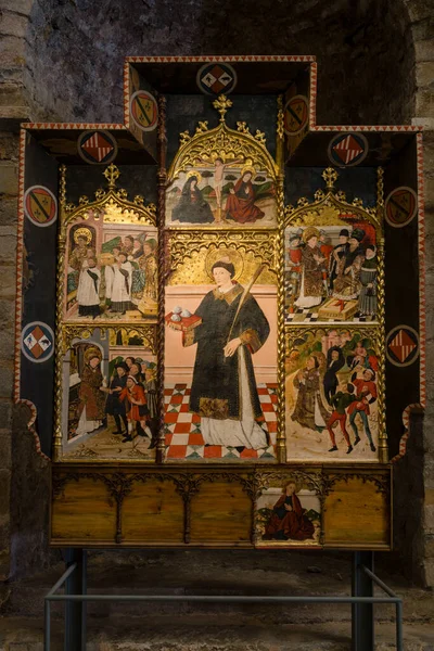 Retablo San Esteban Pintura Temple Sobre Tabla Siglo Iglesia Del — Stock Fotó