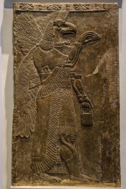 Kartal başlı koruyucu ruh, Asurlu, MÖ 865-860, Nimrud, Ninurta Tapınağı, İngiliz müzesi, Londra, İngiltere, İngiltere