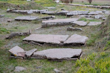 Ortaçağ mezarları, Cantabrian-Roma arkeolojik Camesa-Rebolledo, Cantabria, İspanya