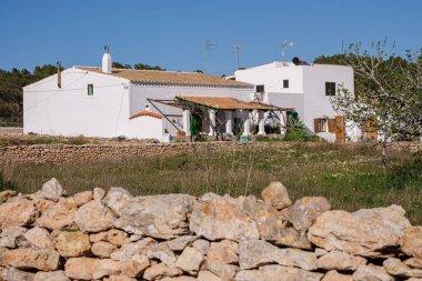 typical house with dry stone wall, Sant Ferran de les Roques, Formentera, Pitiusas Islands, Balearic Community, Spain