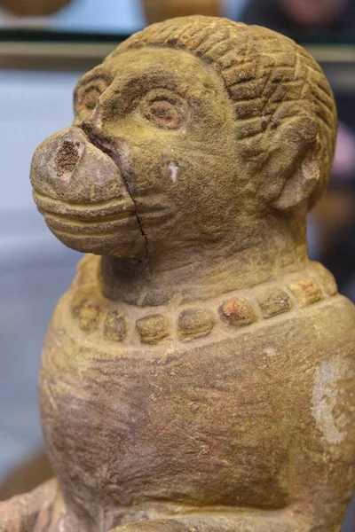 Estátua Arenito Macaco Século Iii Faras Museu Britânico Londres Inglaterra — Fotografia de Stock